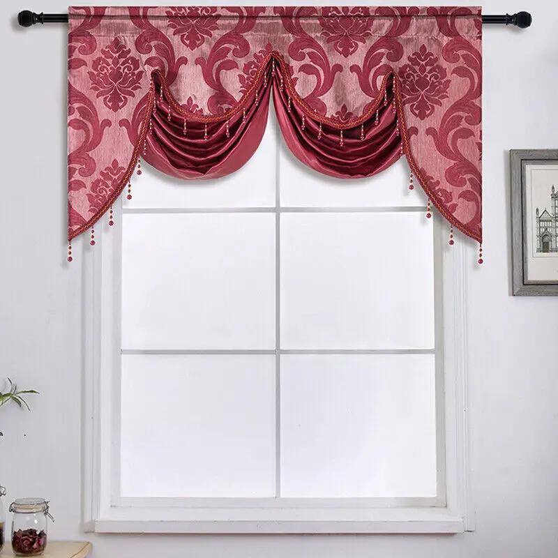 51,9x29,5 Zoll Europäischer Stil Quaste Floral Fenster-Abschlussleiste Luxus Kurzer Vorhang Kopf Vorhang für Wohnzimmerfenster