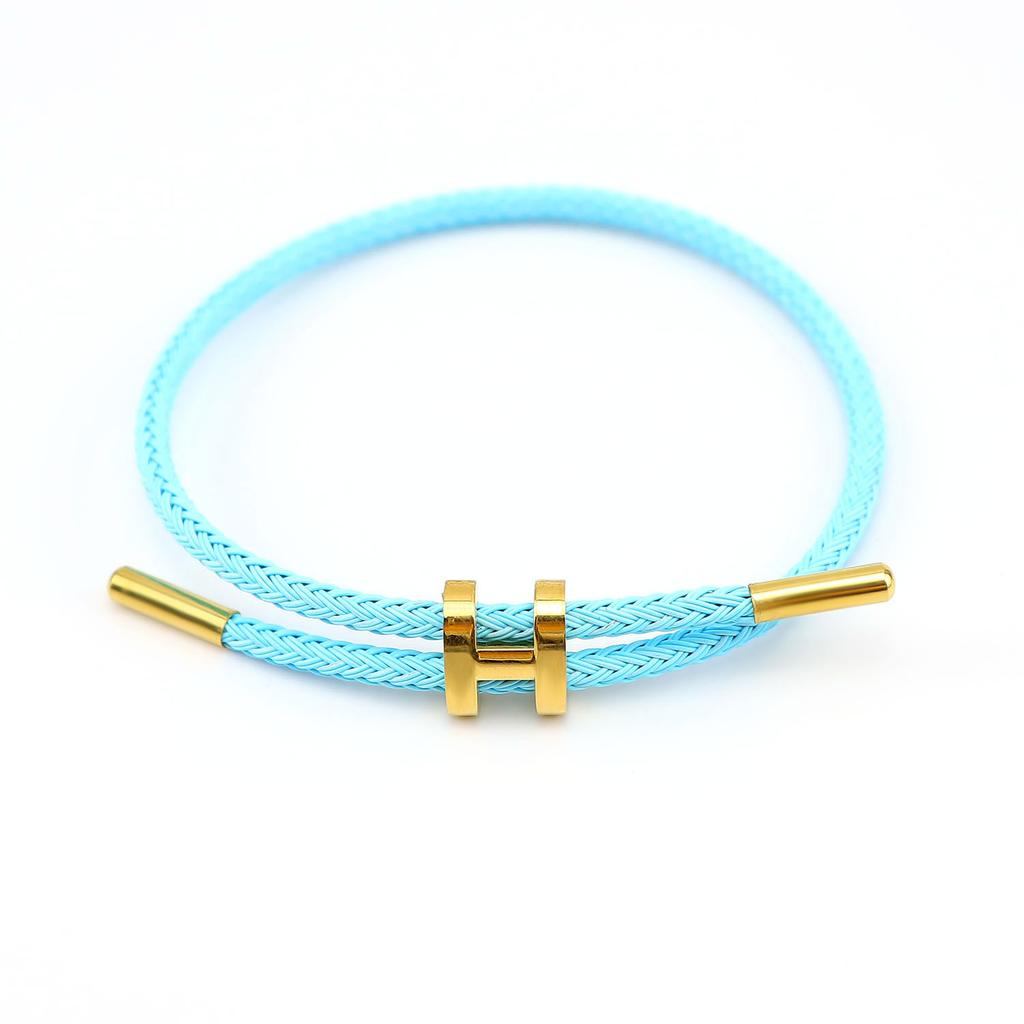 Titanová ocel 3D I-spona Vodotěsný náramek Náramek Nerezová ocel Zlatá barva Rok narození Pletené ocelové lanko Kožená šňůrka Červená šňůrka