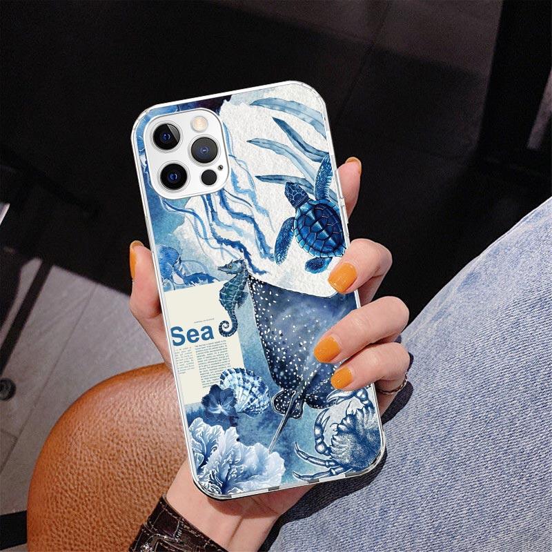 Ocean Starfish Sea Turtle Shark Phone Case For iPhone 17 Air 16 Pro Max 16E 15 + 14 Plus 11 12 13 Mini 7 8 SE Gift Print Cover F