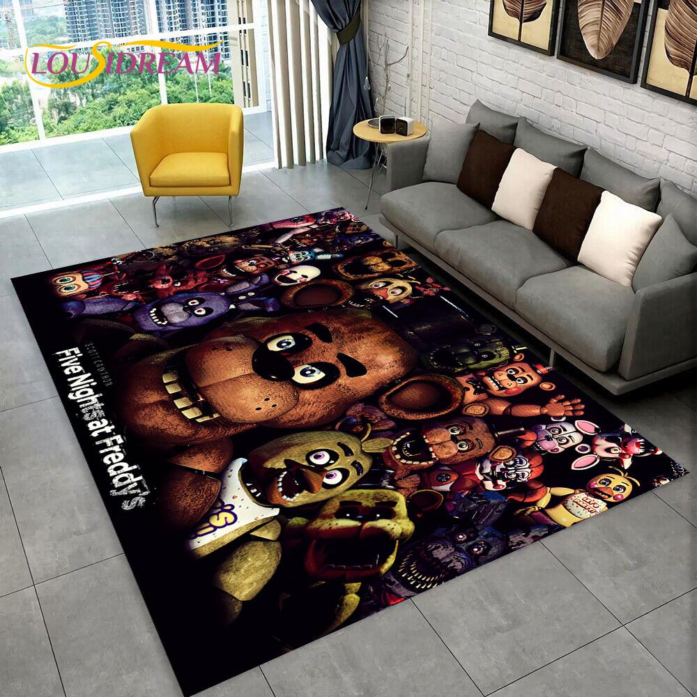 Horror Game FNAF Movie Freddy Bonnie Carpet Rug for Home Living Room Bedroom Sofa Doormat Decor,kids Play Area Rug Non-slip Mat