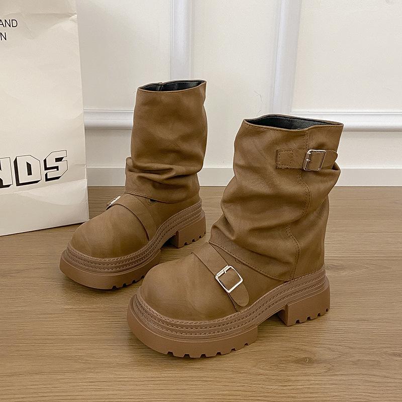 

2025 новые маленькие универсальные платформенные ботинки Мартина женские 2025 новые летние ботильоны Merad на высокой подошве 40 хаки