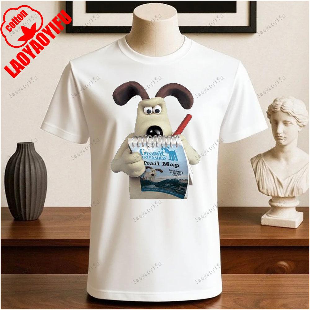 Wallace und Gromit Bedruckte T-Shirts Tops Cartoon und Anime Bedrucktes T-Shirt Wochenende Retro Grafik-Tee Vintage Ästhetik