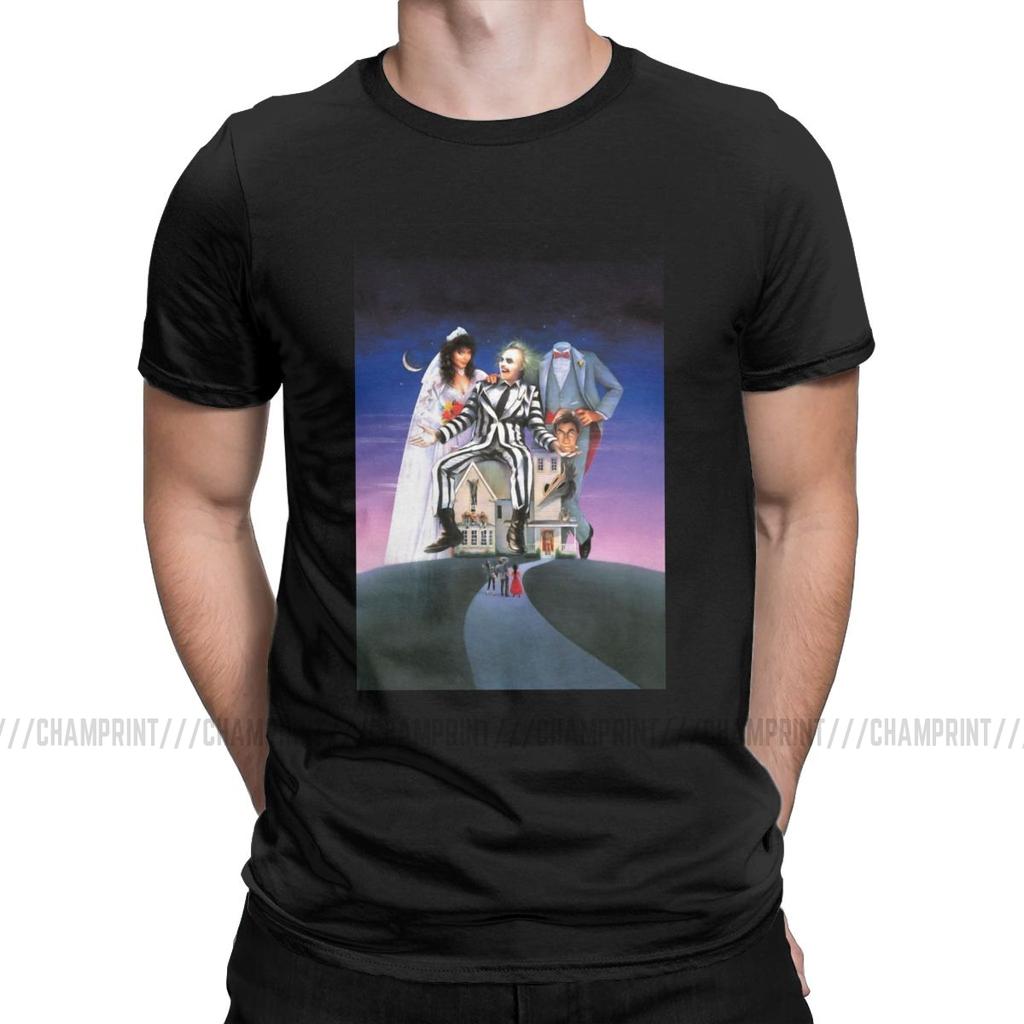 Beetlejuice Movie Poster Men T Shirts Horror Casual Tee Shirt Short Sleeve Crew Neck T Shirt