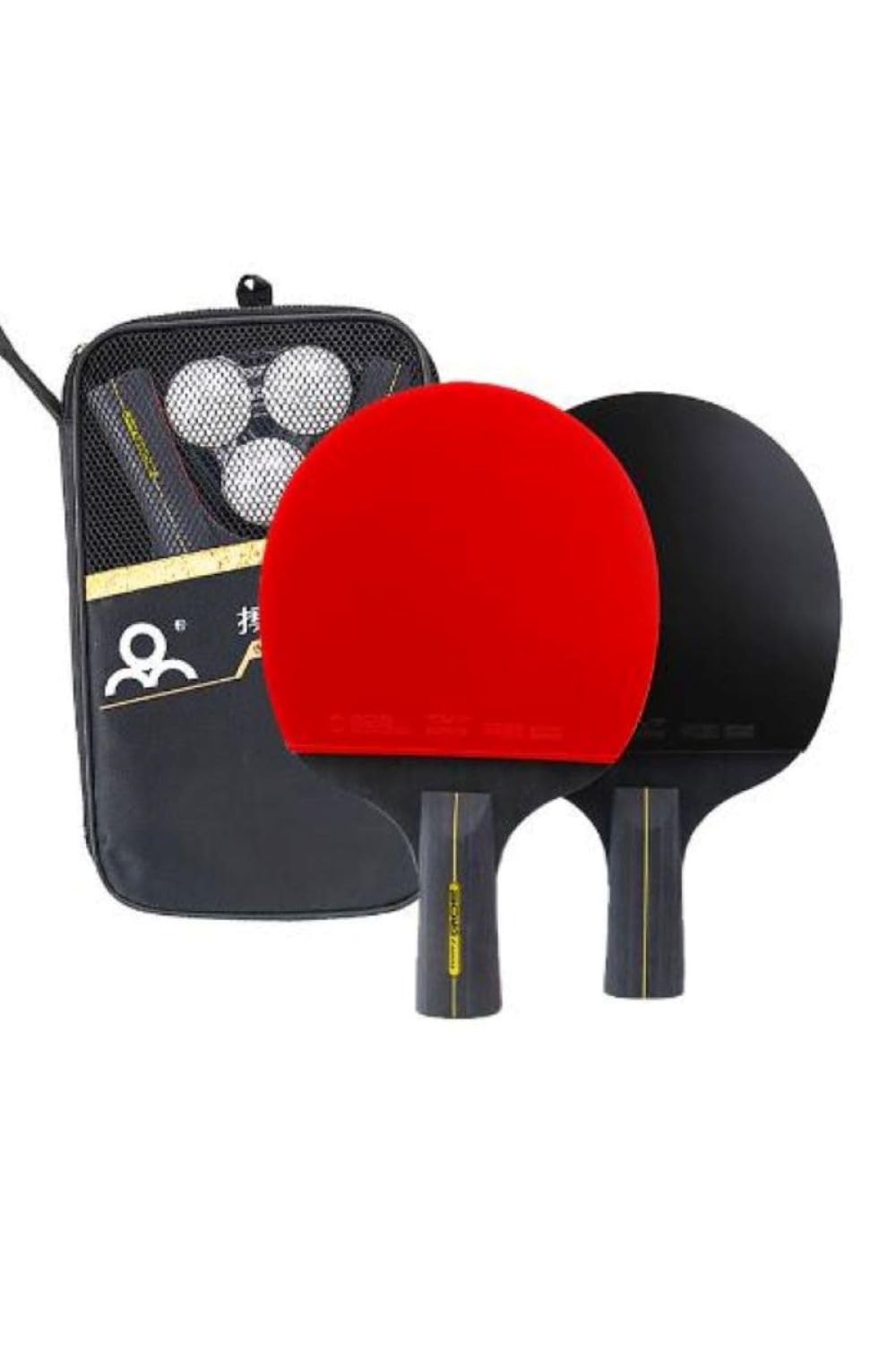 

Table tennis racket set of 2, storage bag, ball, lightweight ping pong racket, wooden bag included (short x 2) [Used]