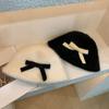 Y2k Plush Basin Hat Thickened Fluffy Fisherman Hat Casual Bow Bucket Hat  Winter