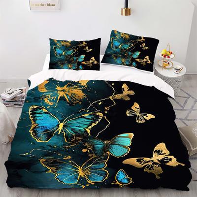 Butterfly Style - Digital Printed Duvet Kit - Polyester - Bedroom Decor -1 Bed Cover +2 Pillowcase (no Pillow Core)