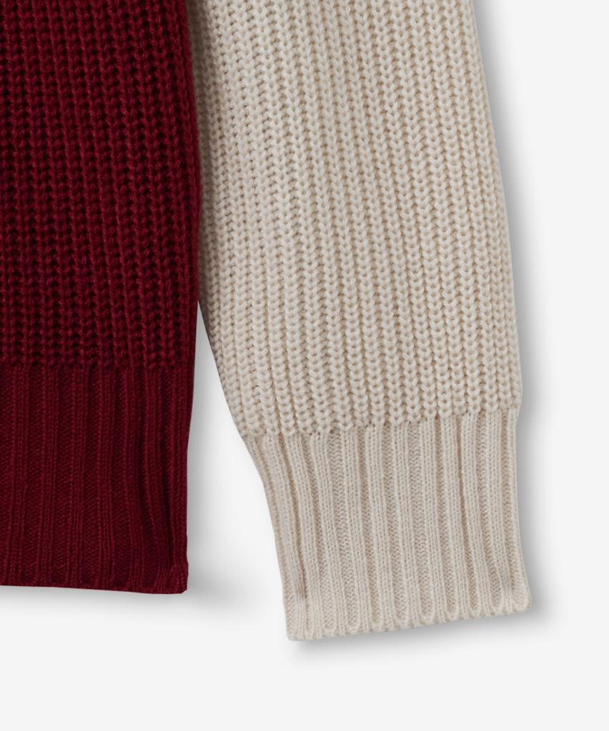 BLOND9 Shawl Collar Raglan Knit Zip-Up_Deep Red