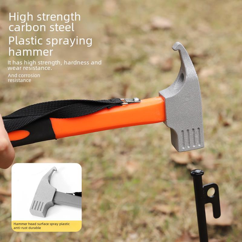 Multi-Function Camping Hammer: Outdoor Tent Peg, Canopy Nail Puller, High-Carbon Steel, Dual-Purpose