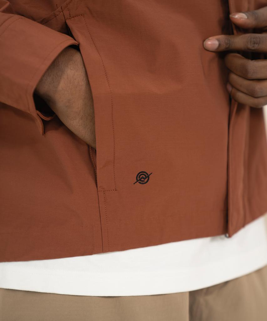 Kalapatthar Nylon Rib Flash Line Jacket - Brick