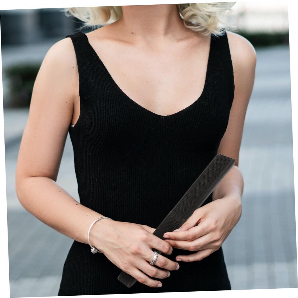 VICASKY Einfaches Falt-mit für Männer Herren-Fächer, Leicht, Schwarz, Tasche,