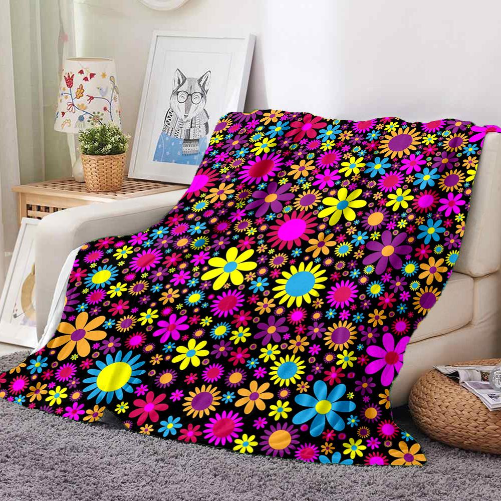 Flower Power Flannel Blanket Throw Blanket Soft Warm Sofa Bed Camping Car home Decor Unique Christmas Gift C9302657