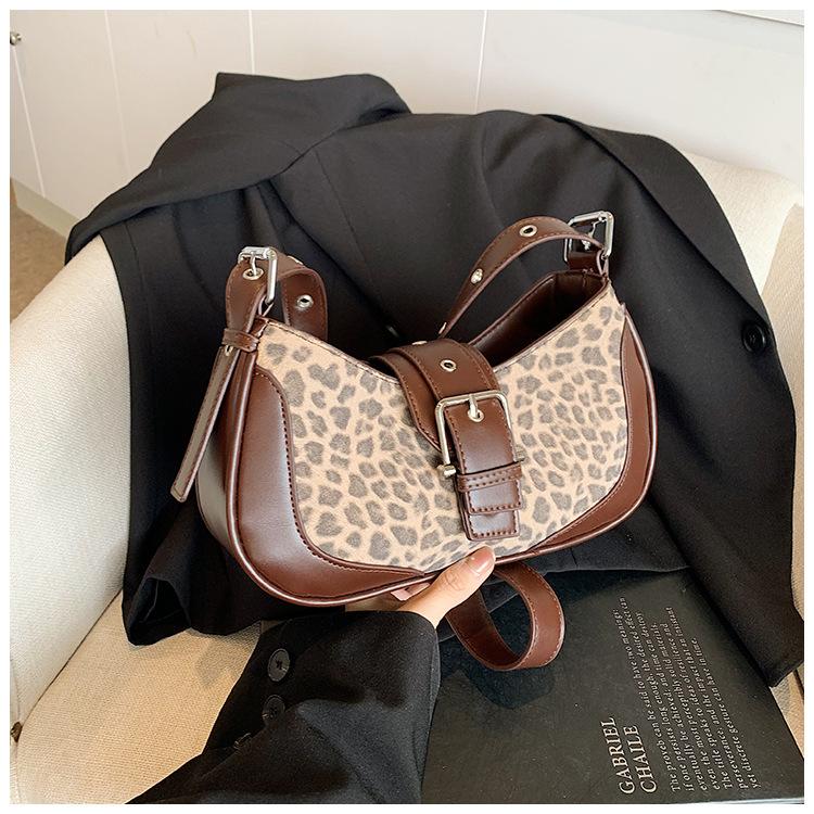 Contrast Color Leopard Print Small Women's Bag New Fashion Texture Shoulder Messenger Bag