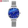 Curren 9076 Damen-Quarz-Armbanduhr mit Leder- und Mesh-Armband - Mode Lässig Studentenstil