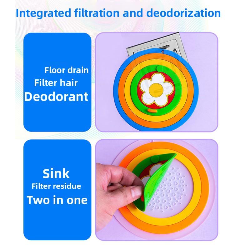 Anti-odor Stickers for Floor Drains, Bathroom and Kitchen Filters, Anti-clogging Sinks, Soft Rubber for Sewers, Toilet Floor Drain Covers