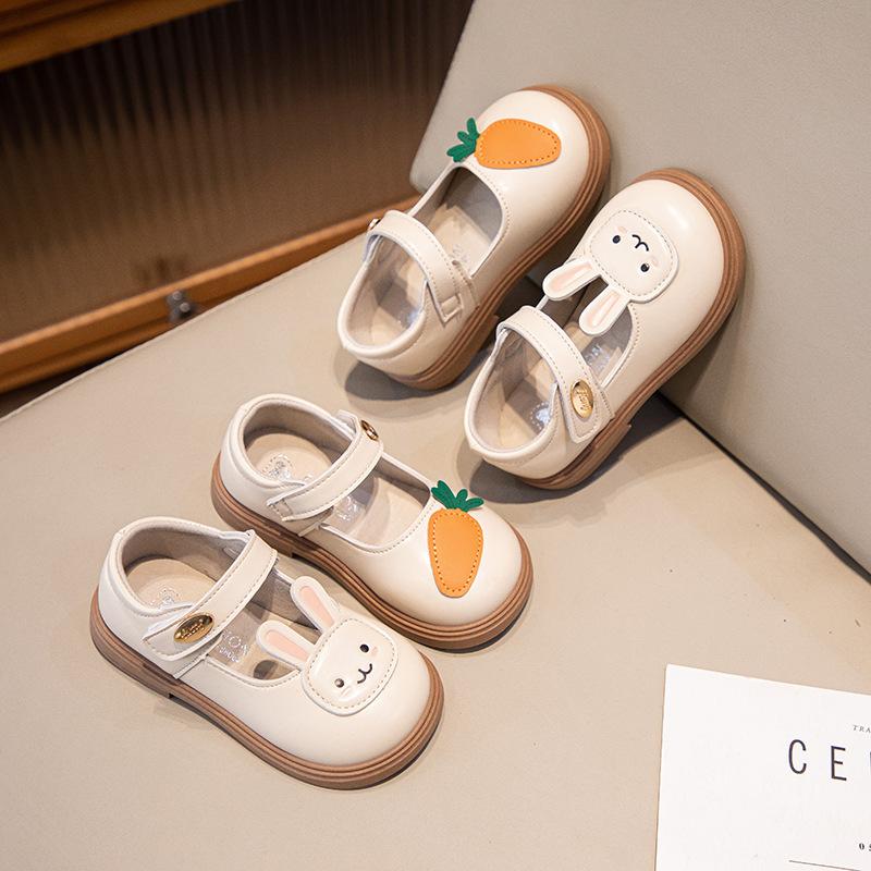 Girls' leather shoes 2025 spring and autumn new children's soft-soled princess shoes girls' baby single shoes cute rabbit toddler shoes tide