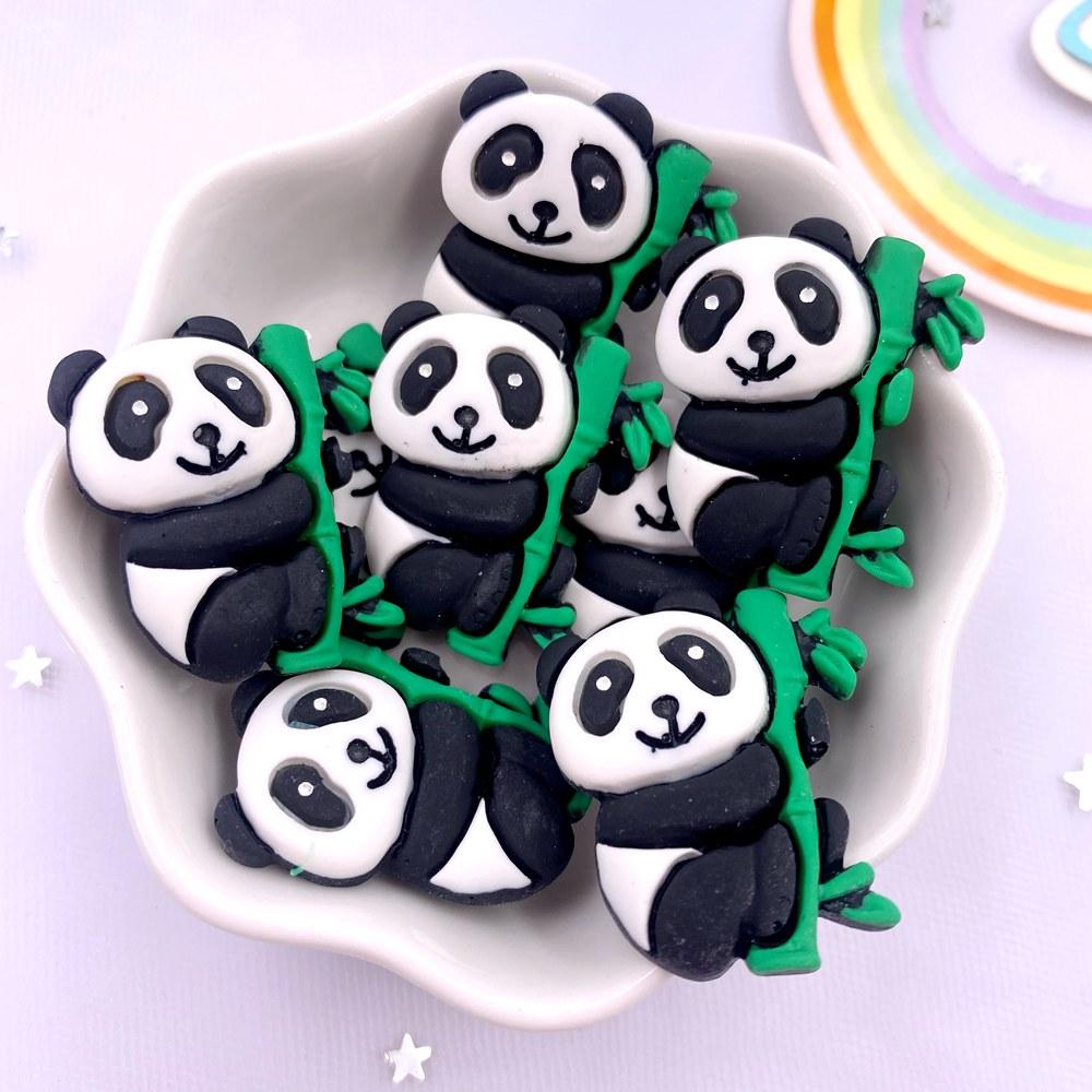 

Resin Colorful Kawaii Bamboo Big Panda Flatback Figurines Home Decor Accessorie 10Pcs DIY Hair Bow Scrapbook Crafts