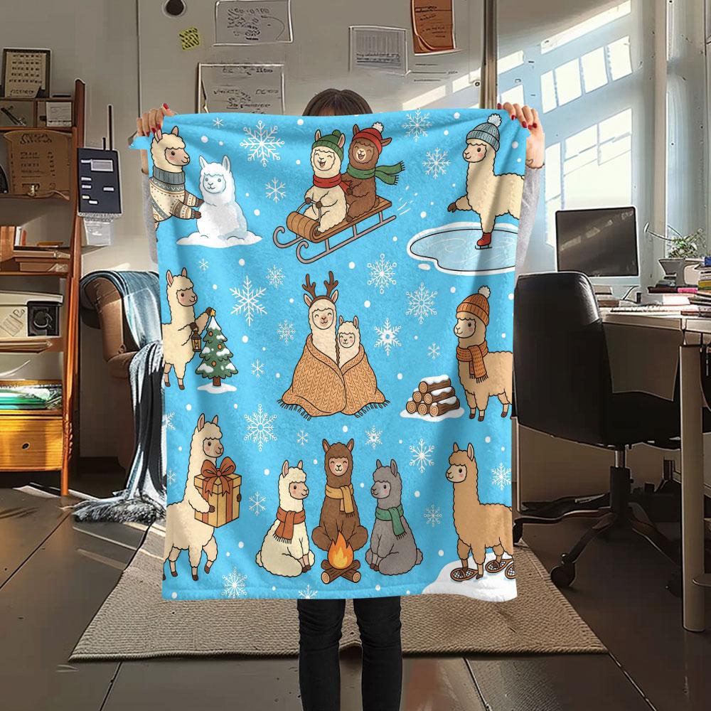 1PC Winter Hamsters Graphic Print Flannel Blanket Lightweight and portable for Home Decor Warmth and Comfort Birthday Present Birthday Gifts