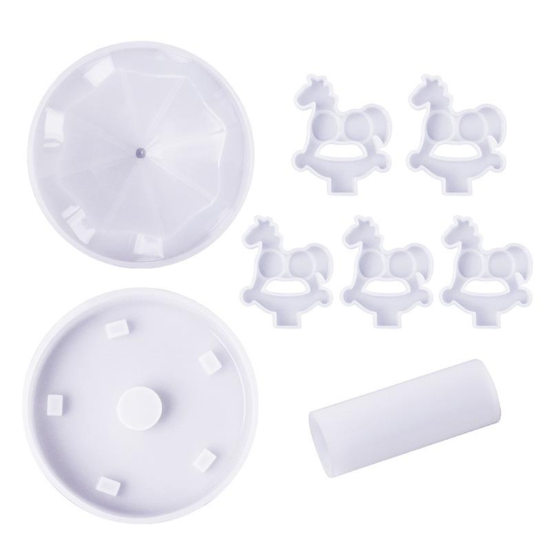 

WTEMPO DIY Epoxy Resin Molds Kit Carousel Silicone Molds for Making Festival Home Decorations Ornaments and Pendants 2set білий