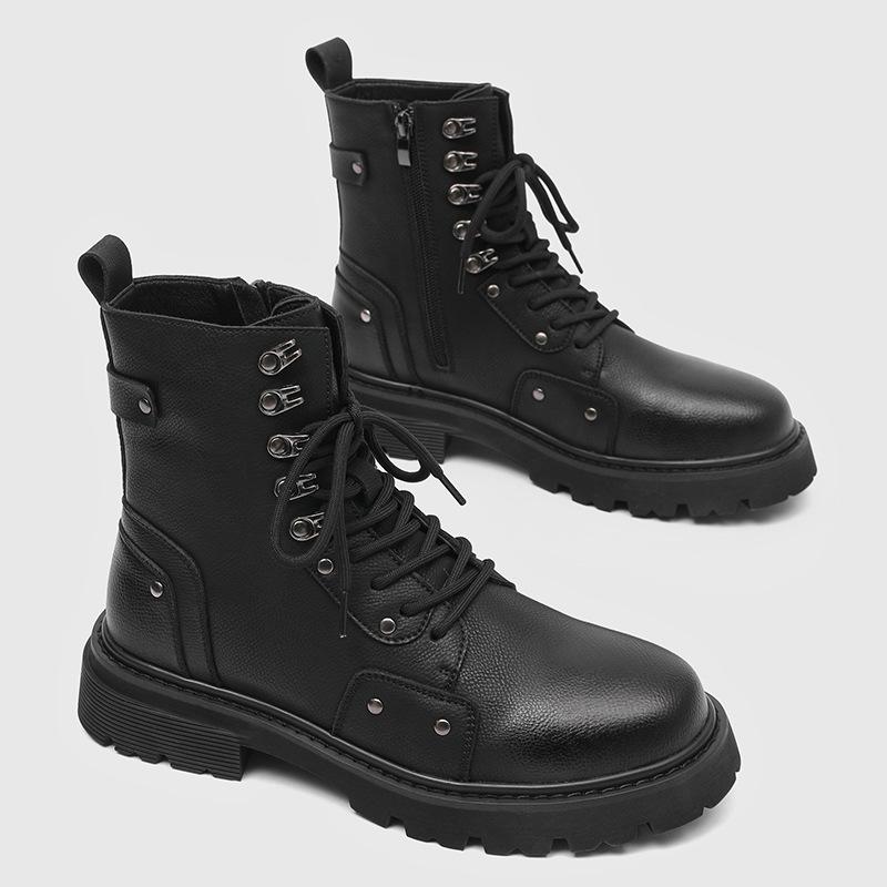 British Style Mens Casual Outdoors Desert Boots Natural Leather Shoes Cowboy Tooling Work Boot Cool High Platform Botas Hombre