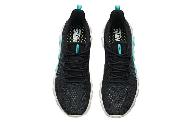 Sneakers ANTA Running Shoes Men's Low-top Black/Fluorescent Water Green/Ivory White
