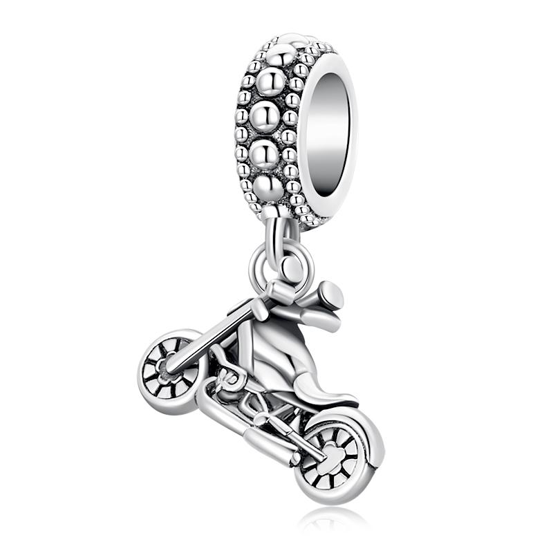 

bamoer Vintage 925 Silver Motorcycle Charm Cool Motorbike Pendant for Original Bracelet Bangle Women DIY Fine Jewelry