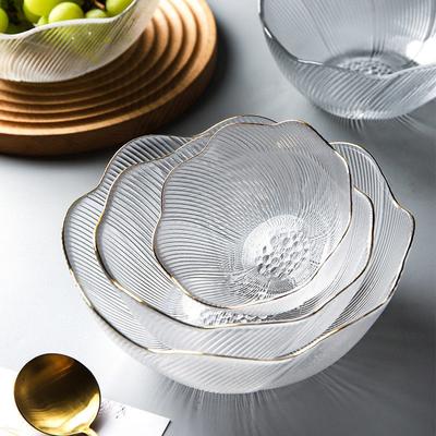 Exquisite Flower Shaped Salad Bowl Tableware Glass Salad Bowl Fruit Bowl Soup Bowl Dessert Bowl Practical Kitchenware