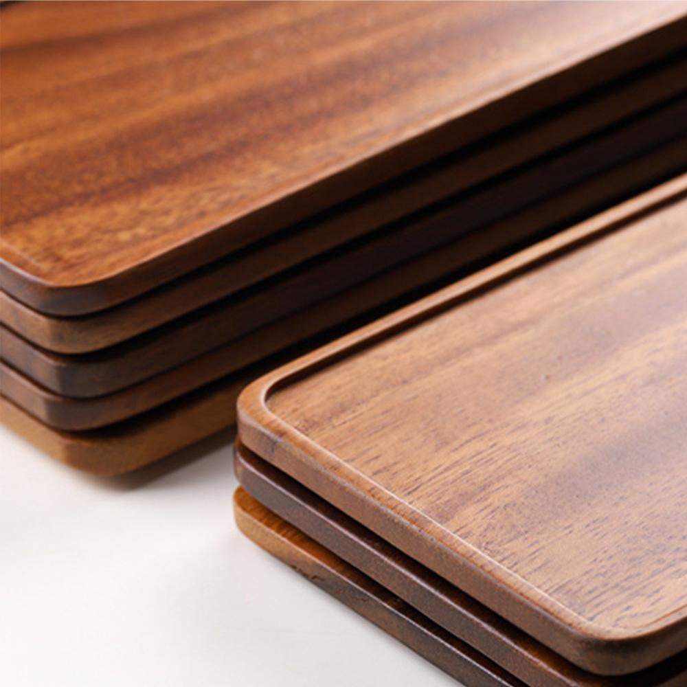 Wooden Restaurant Container Dessert Cake Tea Storage Tray Dinner Plate Snack Dishes Fruit Organizer