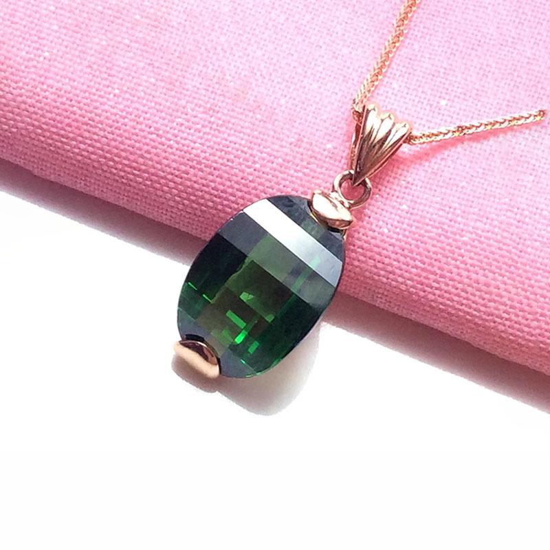 Изысканный русский фиолетовый золотой модный изумрудный кулон Изысканная атмосфера Позолоченный набор колье-слиток из розового золота Женский (single pendant)