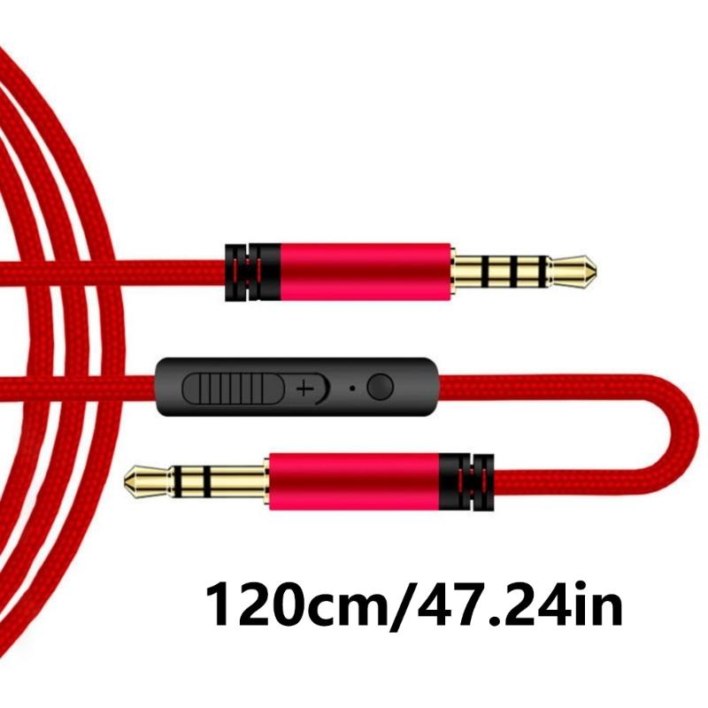 120CM 3.5mm Auditory Cable with Microphones Voice Control for Headphones Car Speakers Smartphones