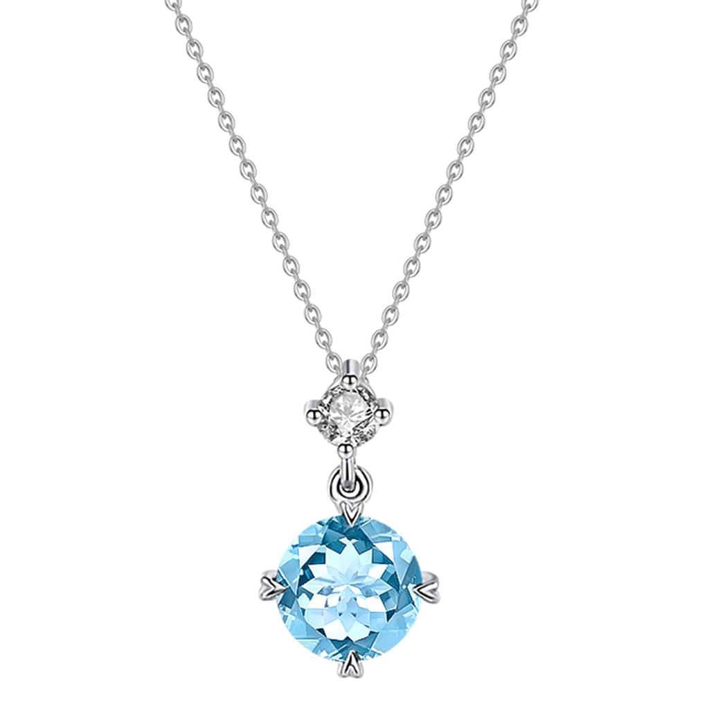FANCIME Platinum Necklace for Blue November Single Perfect for White and Other Special Gift Wrapping Women, Lab-Grown Diamond, Topaz, Birthstone,