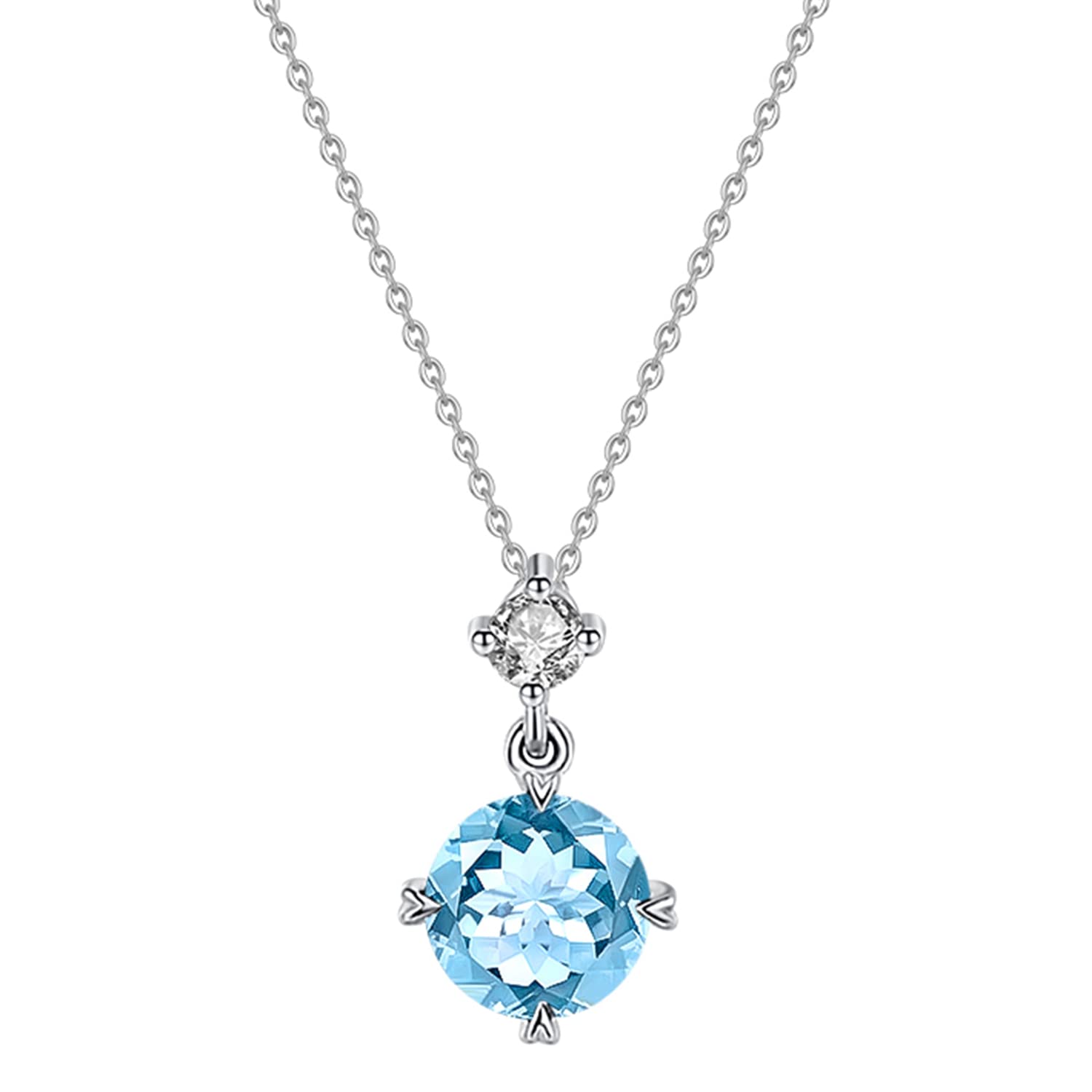 

FANCIME Platinum Necklace for Blue November Single Perfect for White and Other Special Gift Wrapping Women, Lab-Grown Diamond, Topaz, Birthstone,