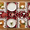 Red Black Love Mother's Day Placemats Set of 4, 12x18 Inch Seasonal Holiday Table Mats for Party Kitchen Dining Decoration