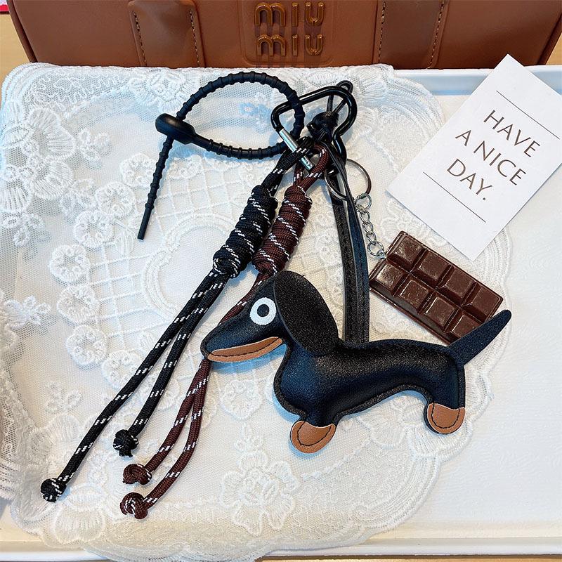 Retro Taxvalp Nyckelring med Miu-stil Chokladflätad Repsnodd
