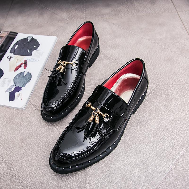 Men's Shoes Men's Business Dress Leather Shoes Outer Size Large Size Versatile Breathable Trendy Shoes Pointed Glossy Wedding Shoes