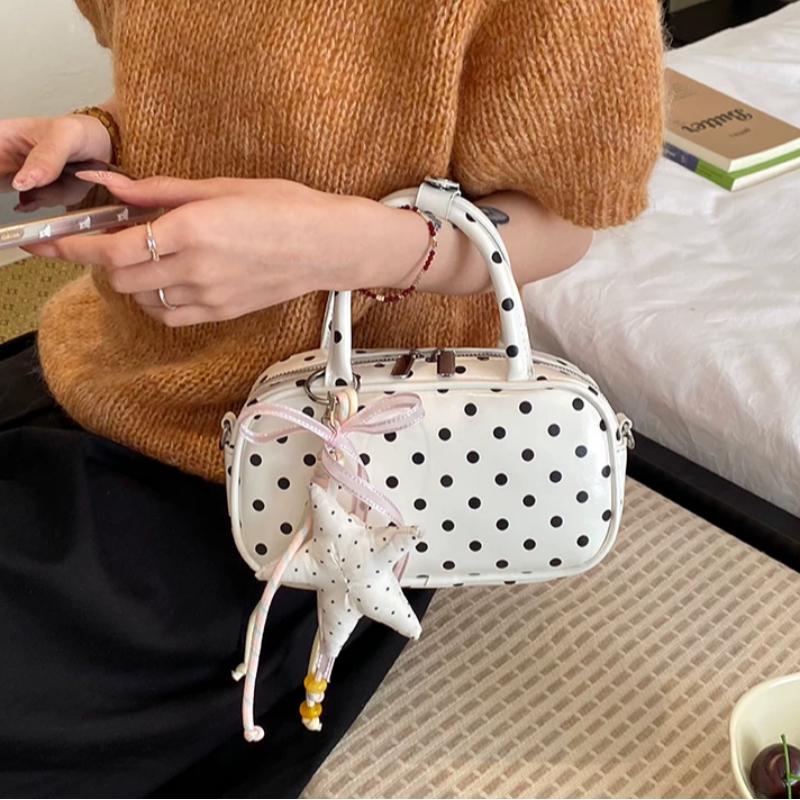 Polka Dot Mini Top-handle Bag Vintage Style Crossbody Underarm Bag Fashion Casual Handbag For Women Daily Commute Shoulder Bag