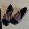 Women Open Toe Flat Sandals 2025 Summer New Retro Soft Leather Comfortable Soft Sole Versatile Women's Rome Shoes