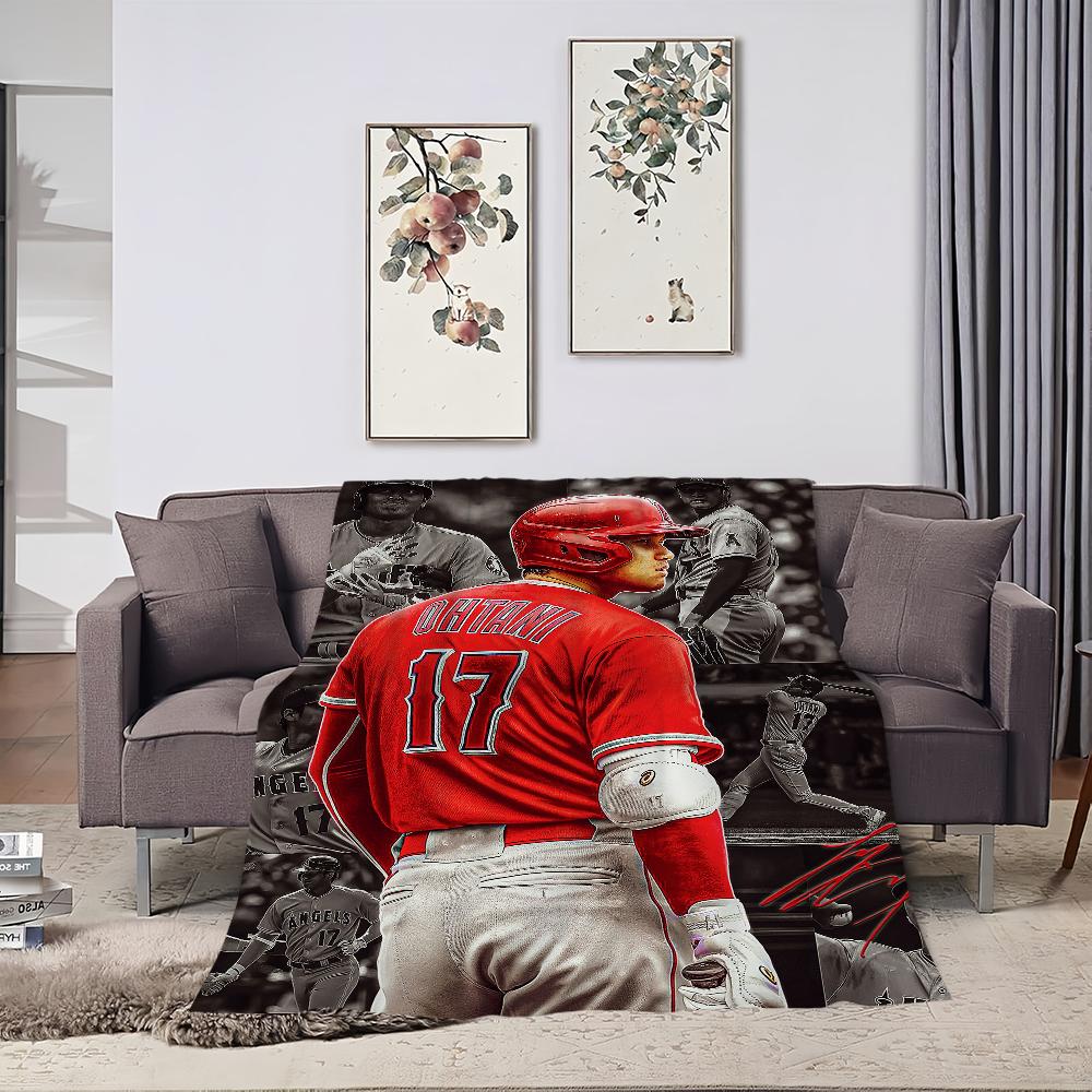 Baseballspieler Star Decke Plüsch Nickerchen S-Shohei Sofateppich für O-Ohtani Wohnzimmer Büro Schlafzimmer Geburtstag Zuhause Reise Kinder Geschenke