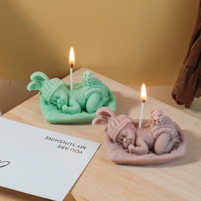 3D Sleep Baby Candle Silicone Mold Baby Aromatherapy Soap Gypsum Mold DIY Wrist Clamp Baby Styling Candle Gypsum Decoration