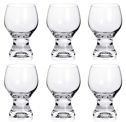 Bohemian Glass Gina Glass Wine Glasses, 190ml, Set of 6, 40159-190-6, Dishwasher Safe, Crystallex
