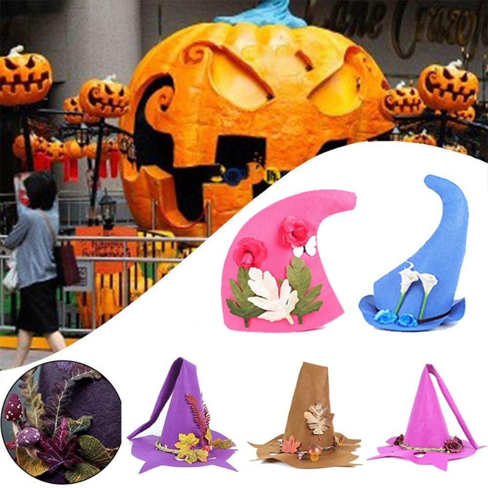 Adjustable Halloween Party Fashion Wide Brim Cosplay Props Felt Witch Hats Witch Peaked Hat Magic Wizard Hat