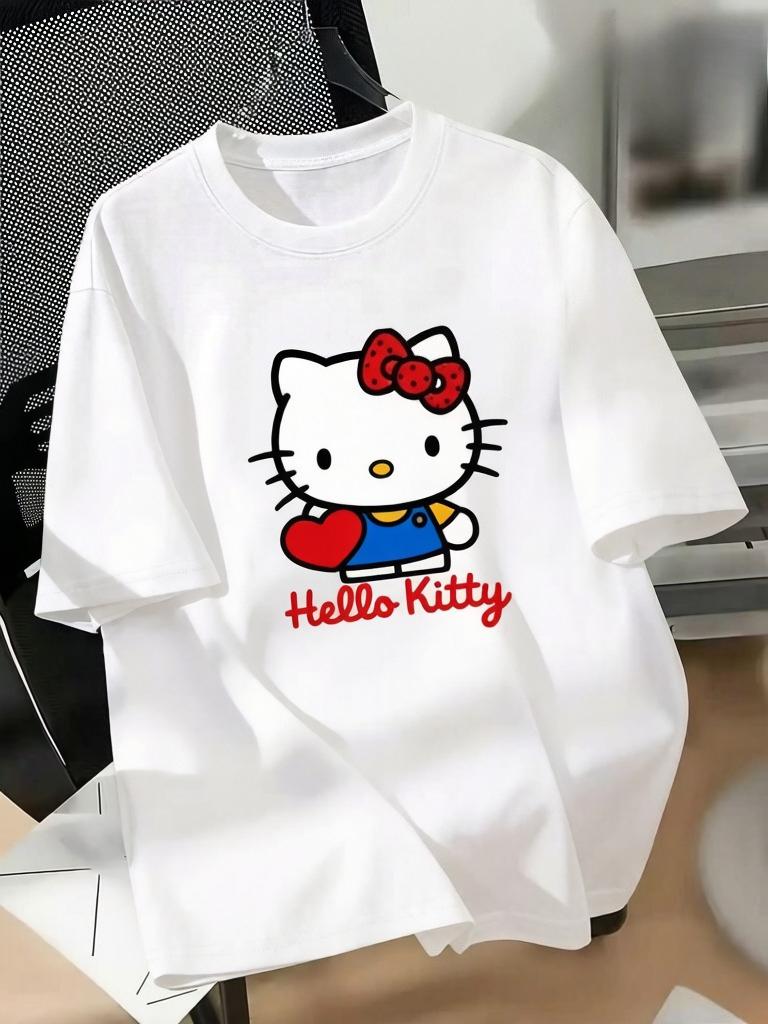 

2026 Summer Cotton Samniel Katie Print Casual TShirt for Women Classic Harajiki Kuuu Top with Sweet Style S