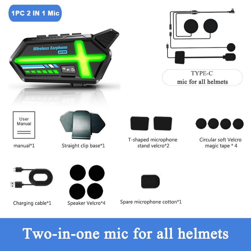 1/2Pcs Bluetooth Motorcycle Helmet Intercom 800M Wireless Intercomunicador 1000Mah Strong Magnetic Attraction With Ambient Light