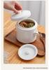 Ceramic Double Lid Stew & Soup Pot with Double Ears for Steaming & Stewed Eggs