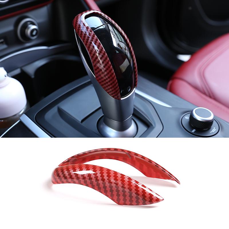 

ABS Carbon Fiber Car Gear Shift Knob Head Cover Trim For Alfa Romeo Giulia 2017 2018 2019 Interior Accessories червоний