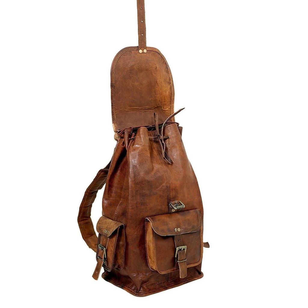 Leather Bag Backpack Laptop Men's Genuine Rucksack Travel Vintage Brown New