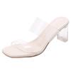High Heels Sandals Women's Summer New Fashion Transparent Middle Heel Crystal Shoes Fashion Thick Heel Outer Slippers