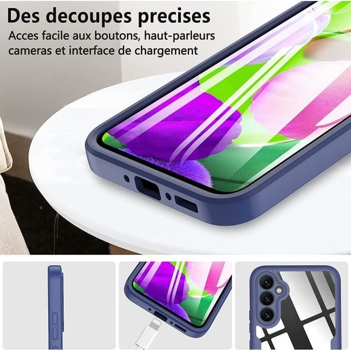 Full Protection Case for Samsung Galaxy A34 5G - BOOLING - Navy Blue - Double-sided In TPU and PC