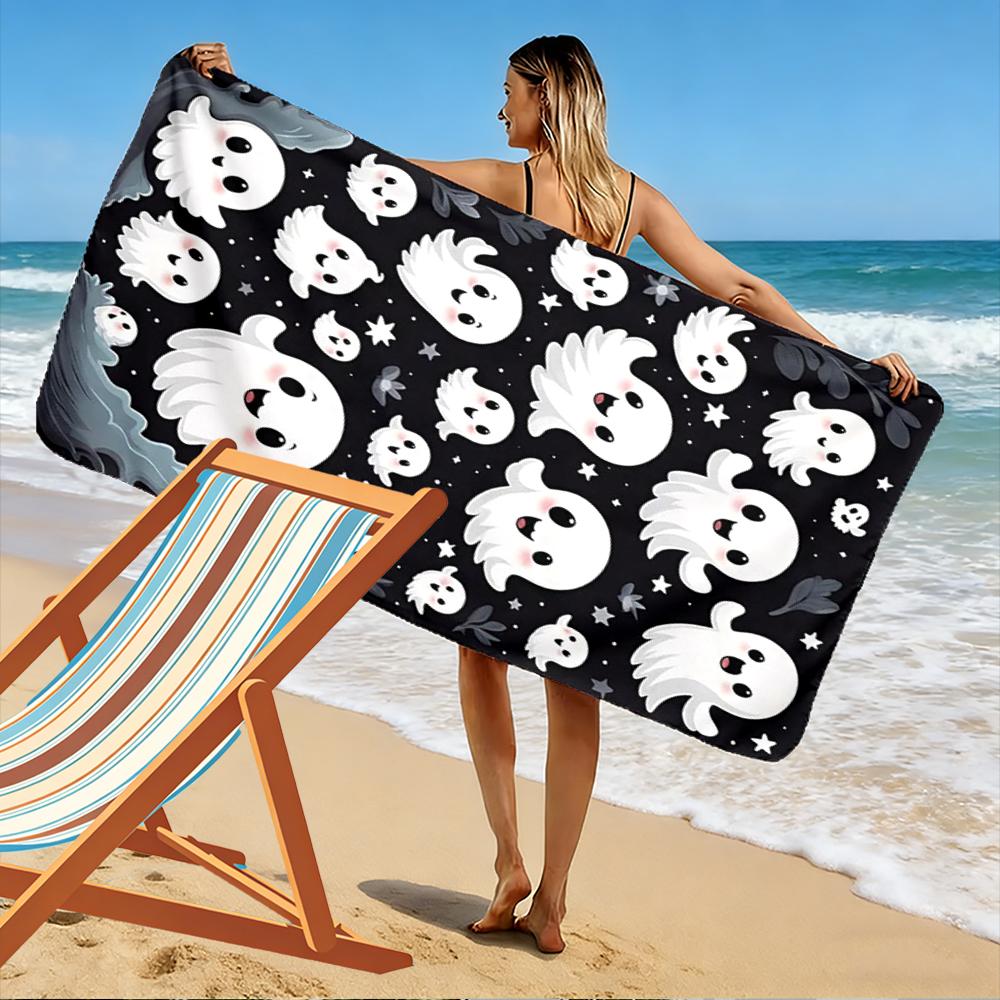 Cute Cartoon Ghosts Night Sky Design Beach towel quick-drying for travel outdoor sports jogging beach and swimming