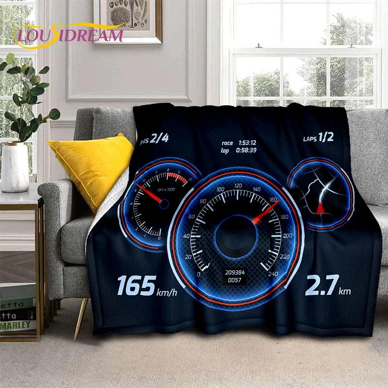 3D Car Dashboard Machine Control Screen Racing Soft Flannel Blanket for Beds Bedroom Sofa,Throw Blanket for Outdoor Leisure Nap