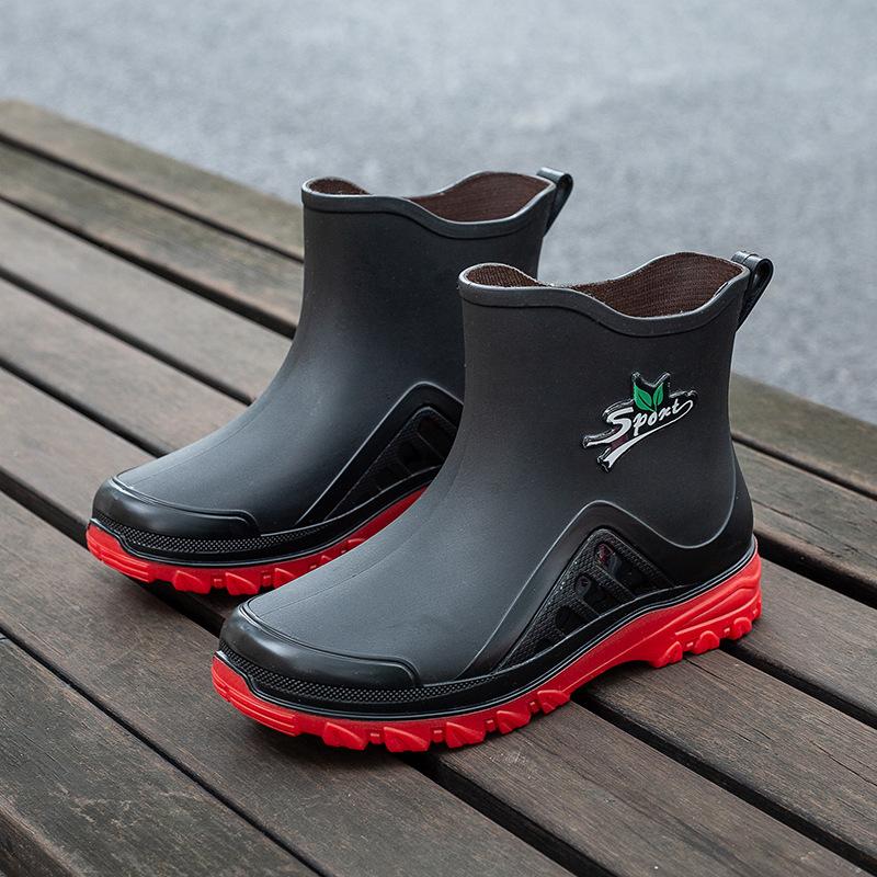 Short Rain Shoes Women's New Fashion Casual Thermal Shoes Overshoes Non-slip Velvet Student Rain Boots Water Shoes Women